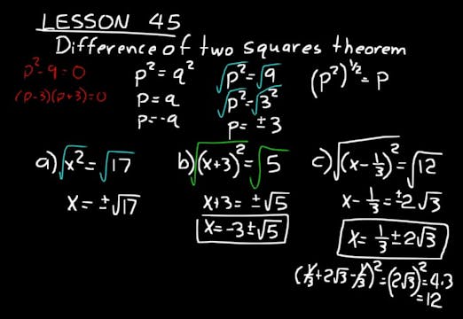 Lesson 45 DIVE Algebra 2, 3rd Edition