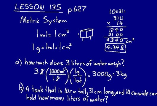 Lesson 135 DIVE Math 8/7 1st Edition