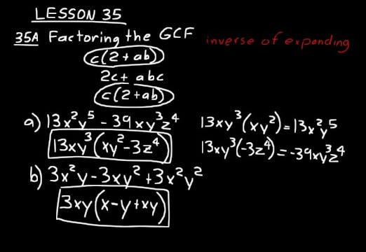 Lesson 35 DIVE Algebra 1, 3rd Edition