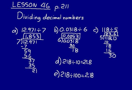 Lesson 46 DIVE Math 8/7 1st Edition