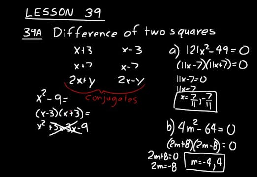 Lesson 39 DIVE Algebra 2, 3rd Edition