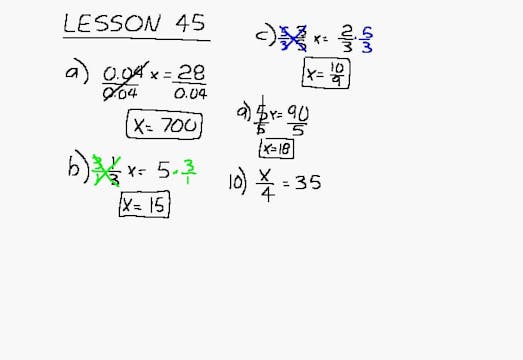 Lesson 45 DIVE Algebra 1/2, 2nd Edition
