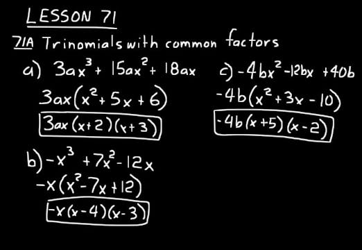 Lesson 71 DIVE Algebra 1, 3rd Edition