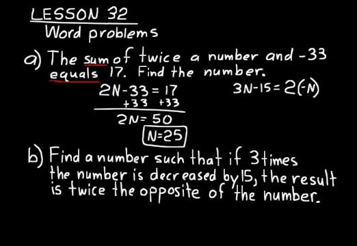 Lesson 32 DIVE Algebra 1, 3rd Edition