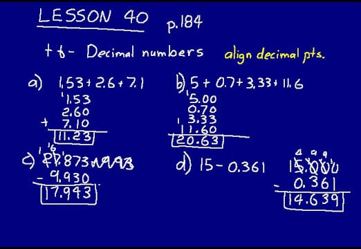 Lesson 40 DIVE Math 8/7 1st Edition