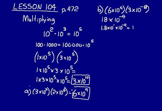 Lesson 104 DIVE Math 8/7 1st Edition