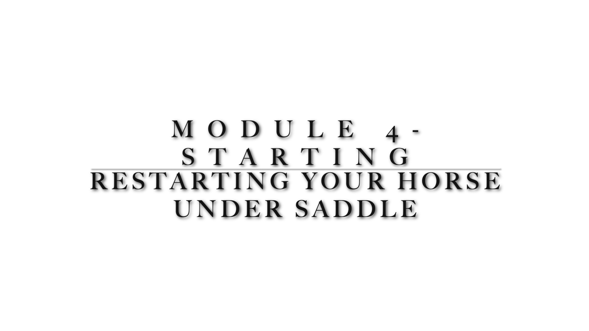 Module 4 - Starting under saddle properly