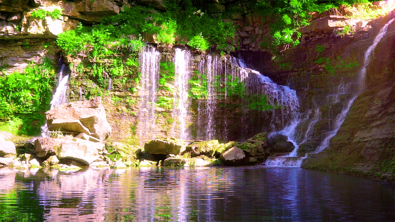 Beautiful Shimmering Waterfall and Relaxing Music