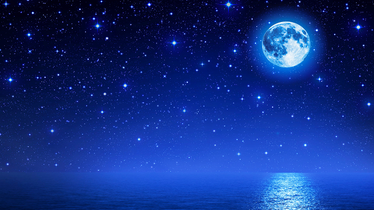 Beautiful Music and Starry Night Sky with Ocean Waves