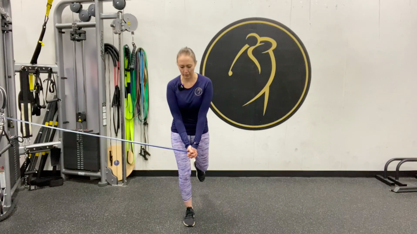 Resistance band 1 foot golf posture balance
