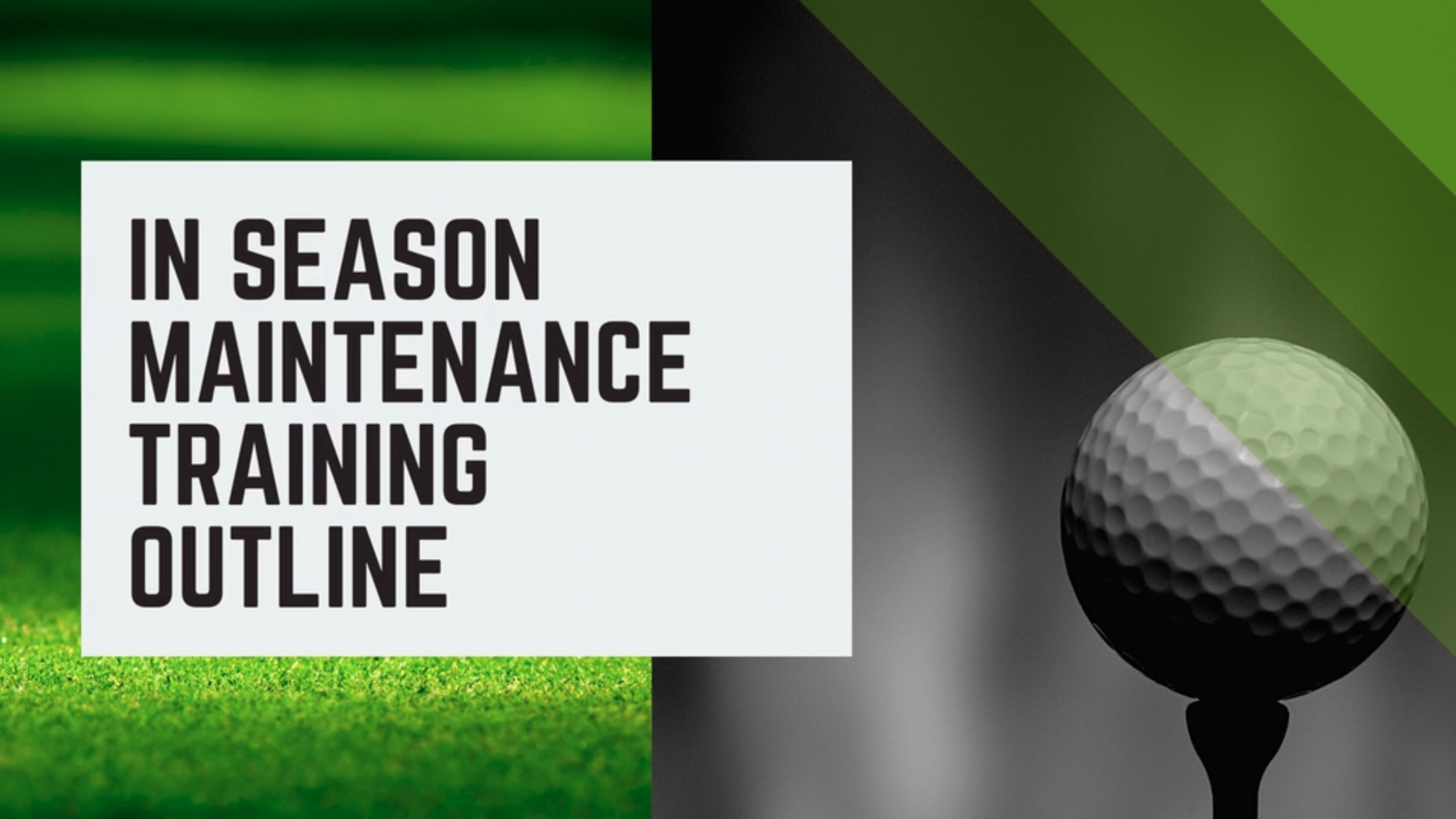 Maintenance Training Outline 