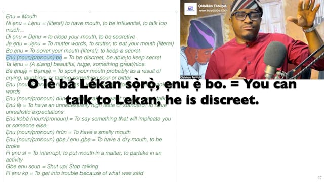 Explaining "Ẹnu" as one of Yorùbá ...