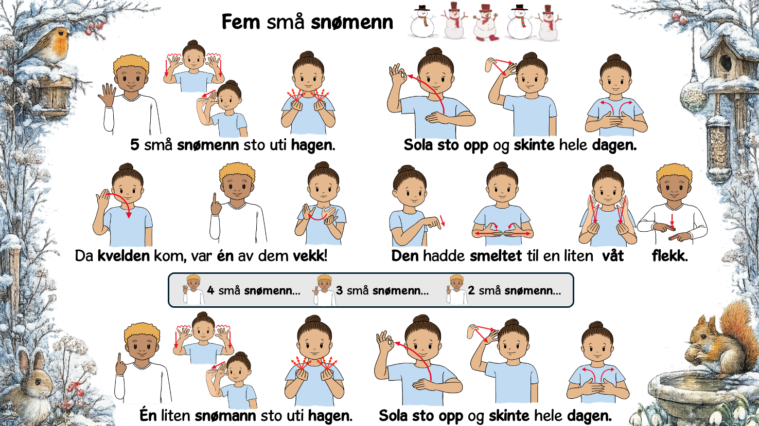Fem små snømenn