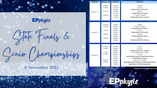 8th Nov STATE Session 3 13/14/15/Seniors/Extended Ladies