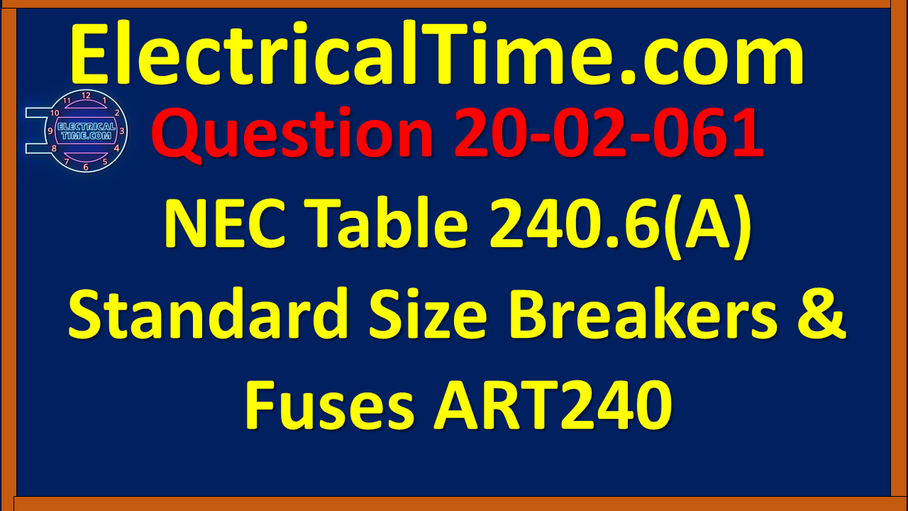 2020-02-061 NEC Table 240.6(A) Standard Size Breakers & Fuses ART240