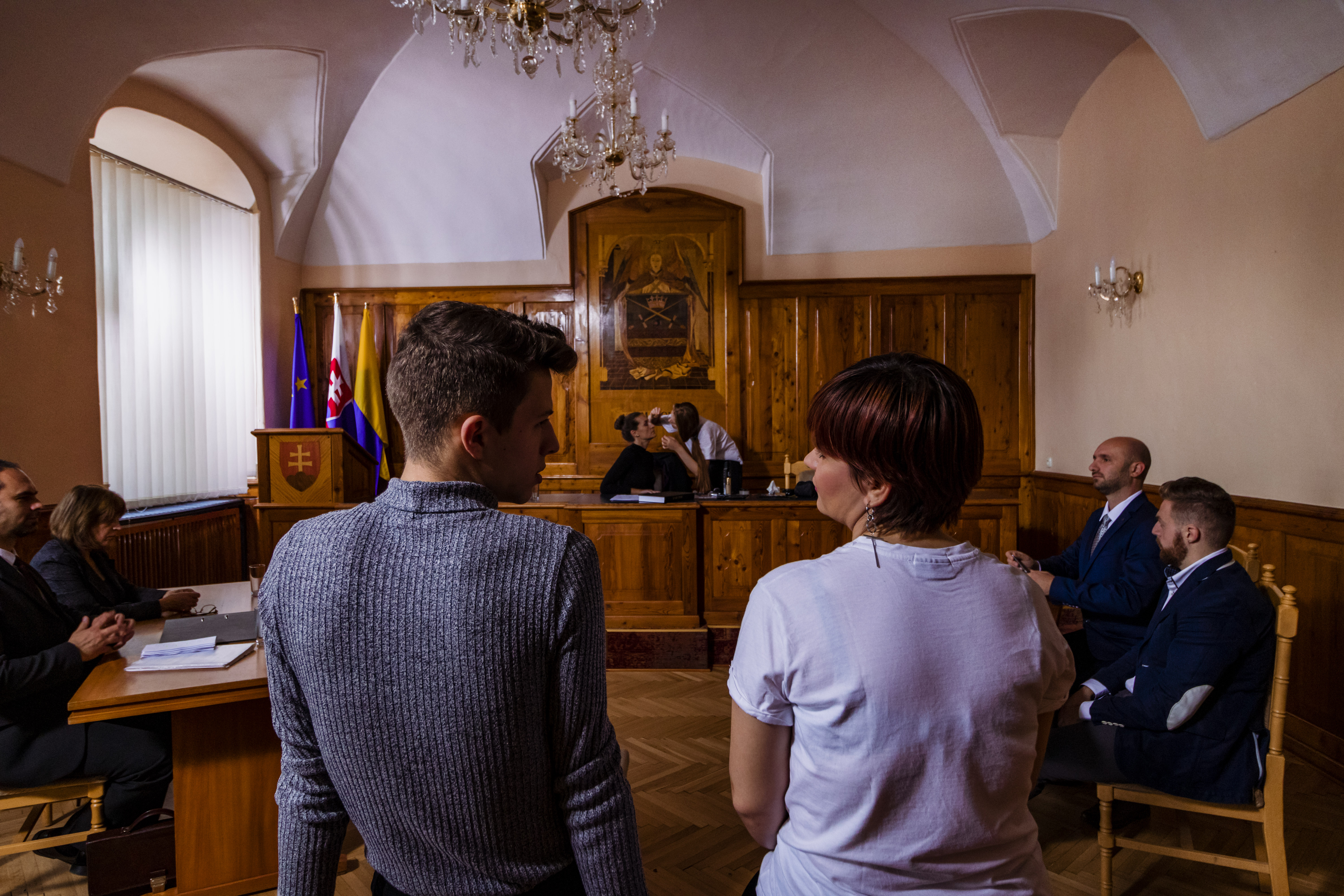 Director Lukas and Screenwriter Miriam in the Courtroom