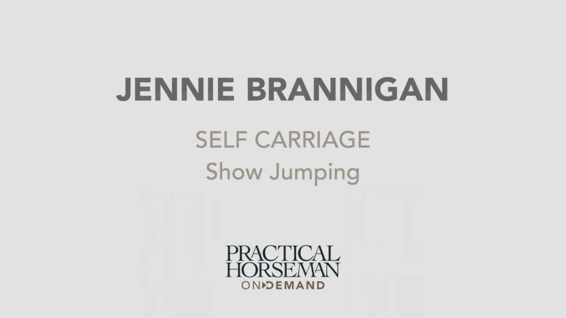 Self-Carriage | Jennie Brannigan | TRAILER
