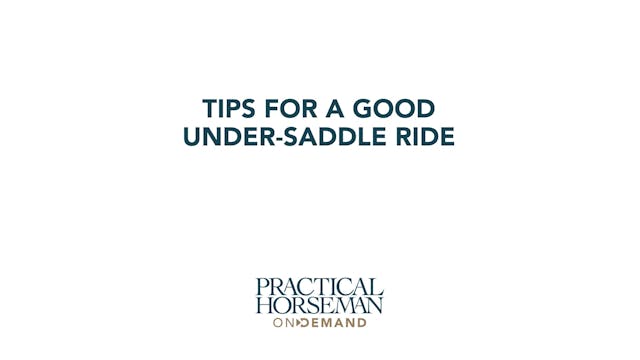 Tips for a Good Under-Saddle Ride