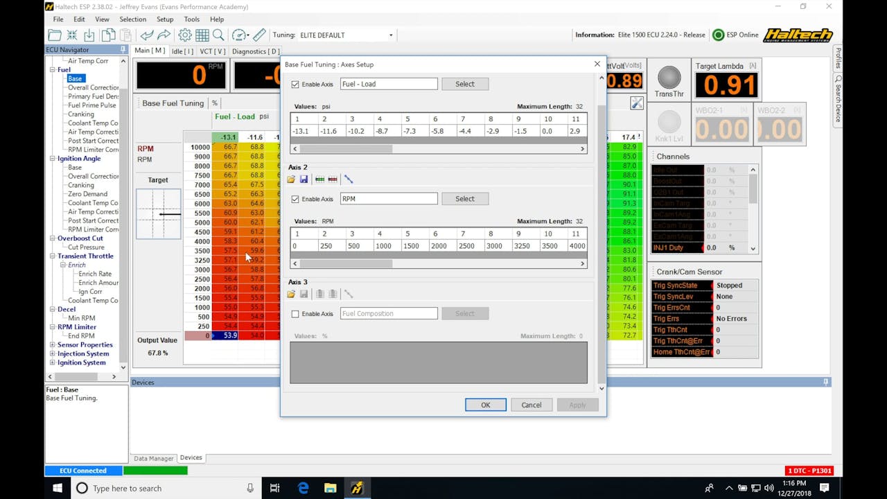 Haltech Elite Part 3 Calibration Files Haltech Elite ESP Training