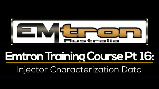 Emtron Training Course Part 16: Injector Characterization Data 