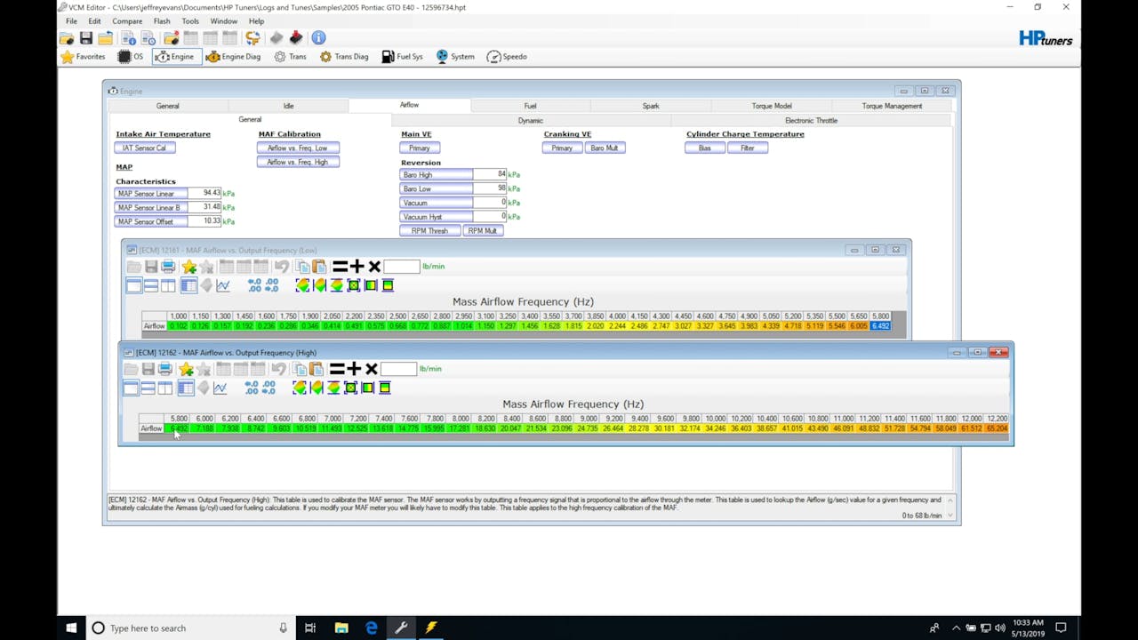 HP Tuners GM Gen 4 Training Part 13 MAF Calibration Tables HP Tuners