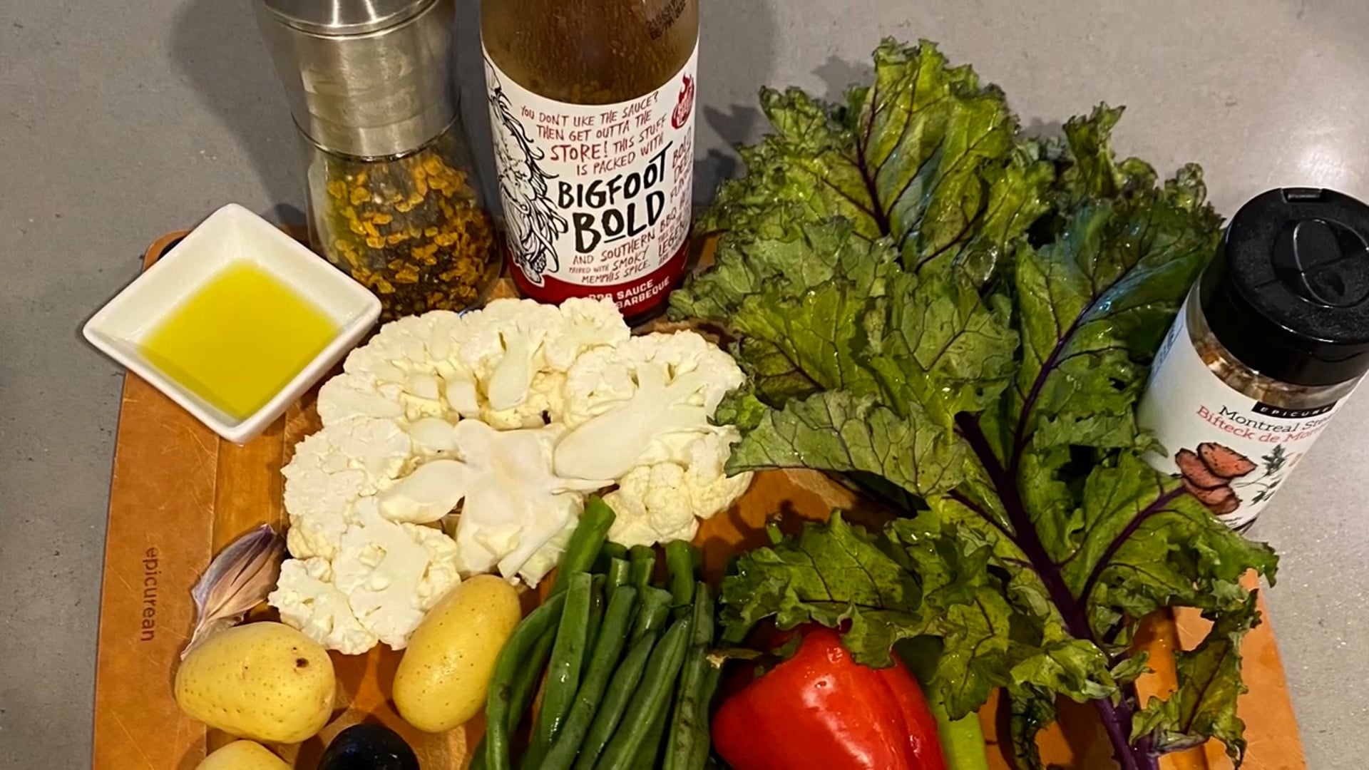 Cauliflower Steak and Vegetable Scramble