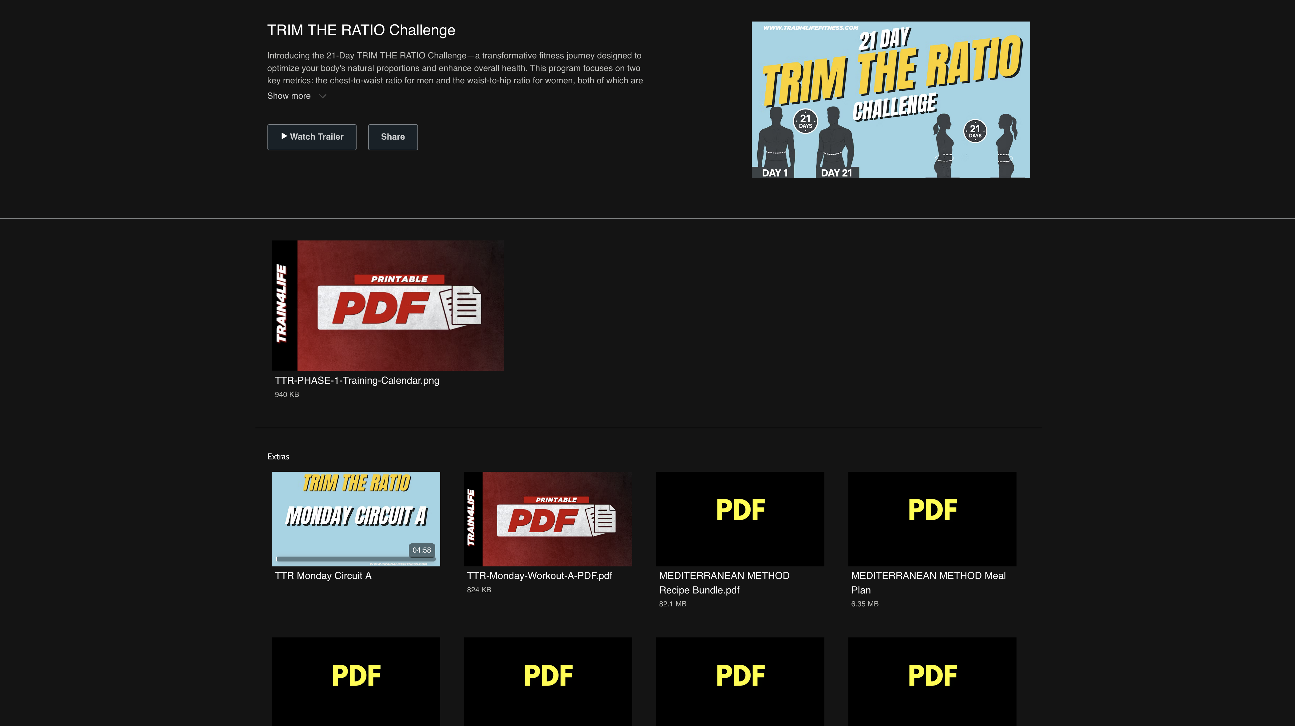 TTR Workout Descriptions