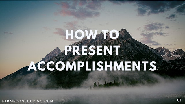 325 FCI  How to present accomplishments