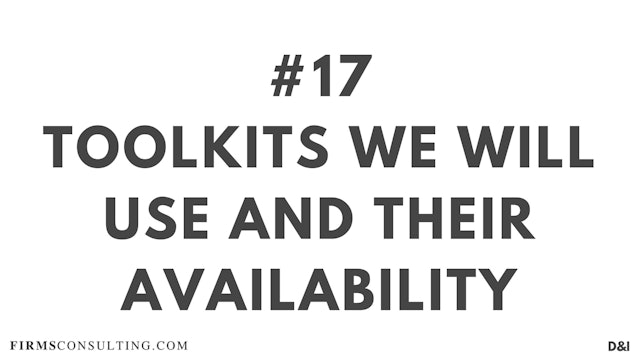 17 D&IT Toolkits we will use and their availability
