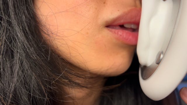 Close up hot ear licking