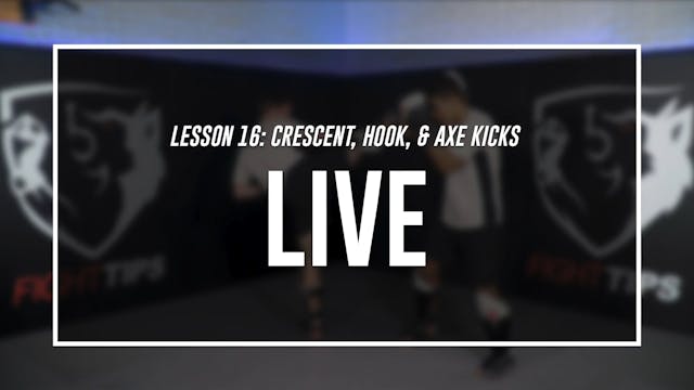 Lesson 16 - Crescent, Hook, & Axe Kicks - Live