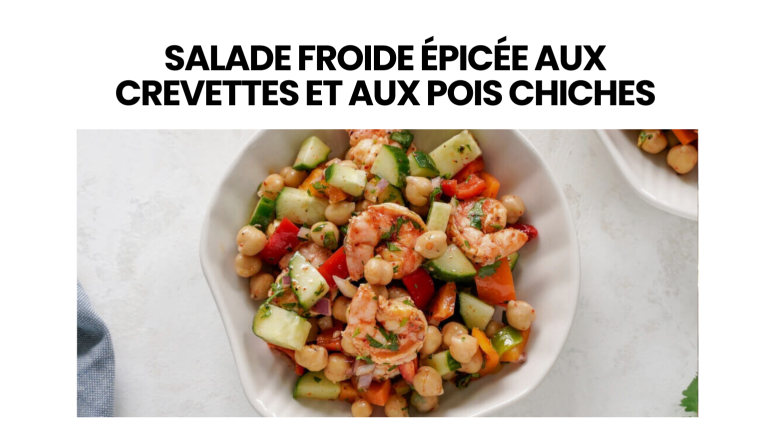 Salade froide épicée aux crevettes et aux pois chiches