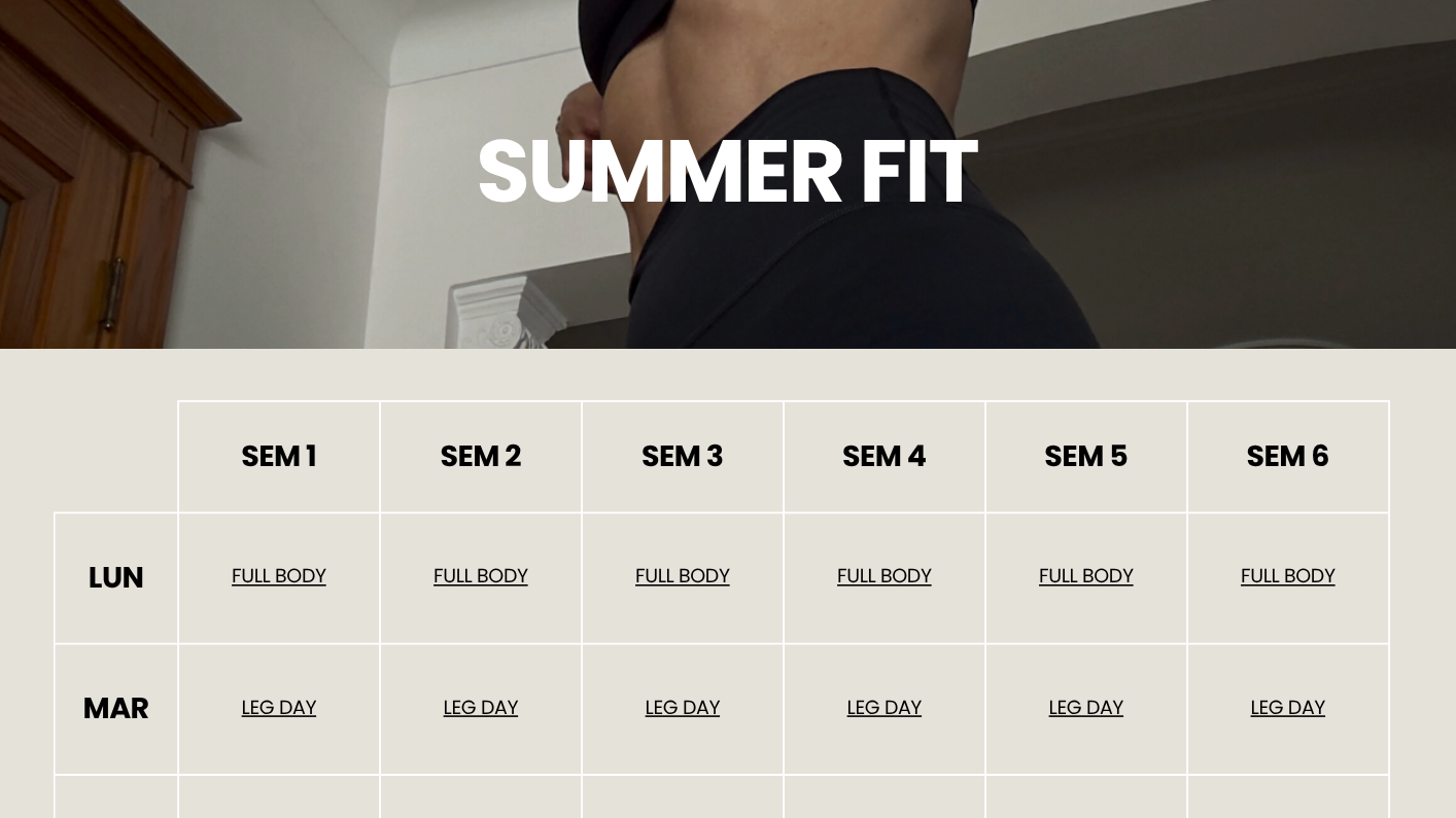 Calendrier SUMMER FIT