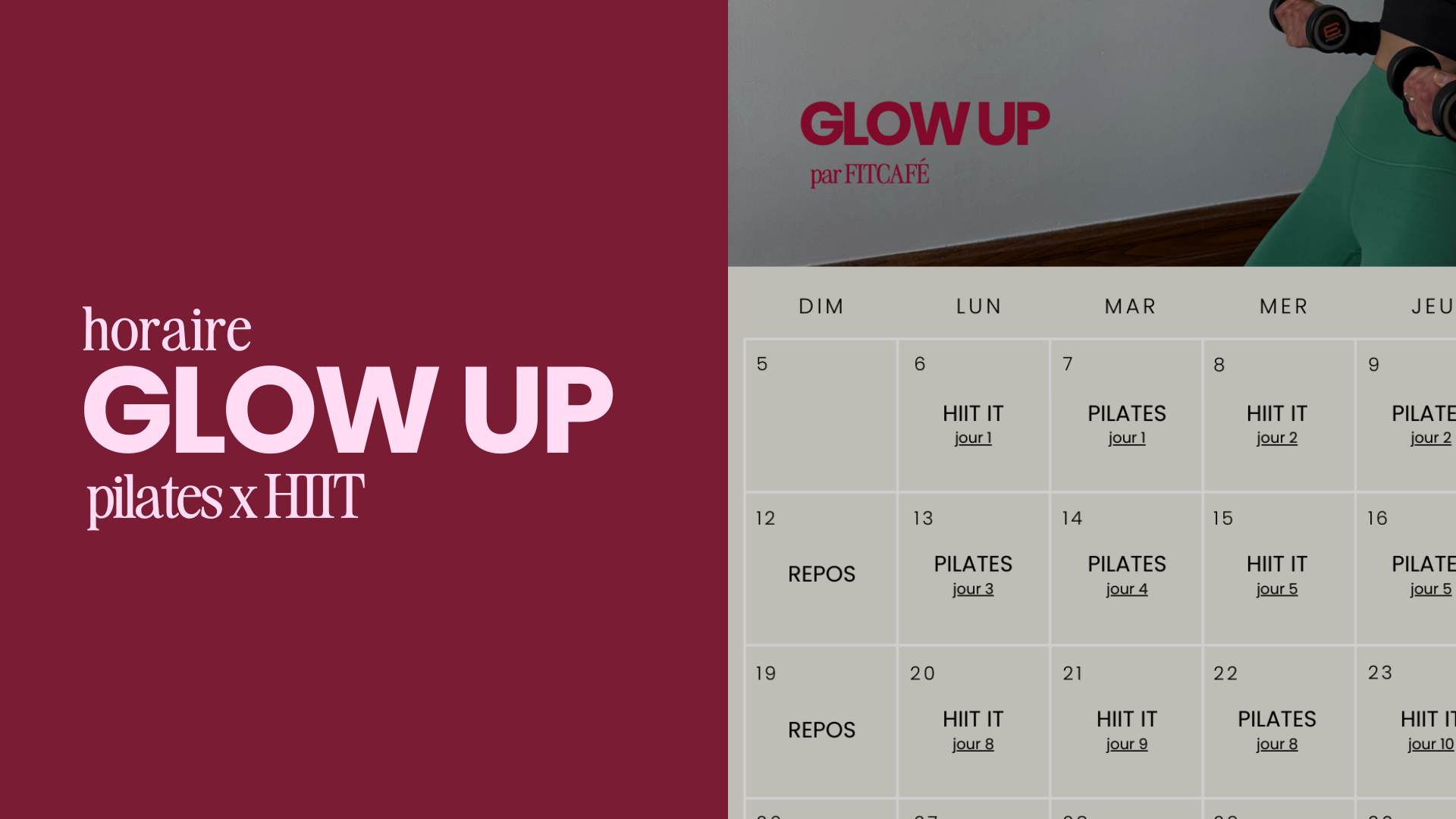 Horaire Défi GLOW UP