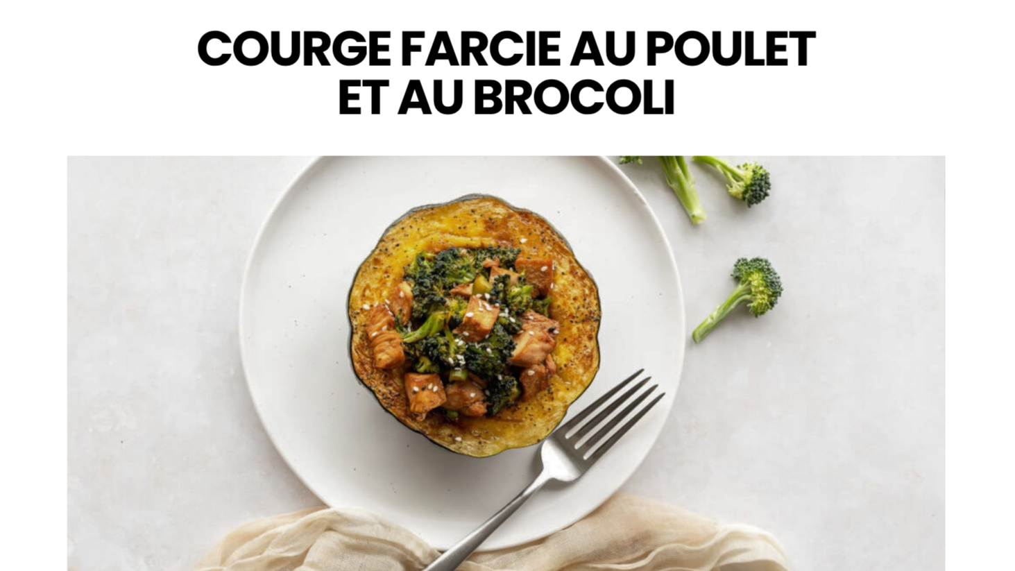 Courge farcie au poulet et au brocoli