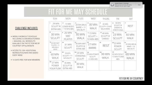 MAY WORKOUT SCHEDULE