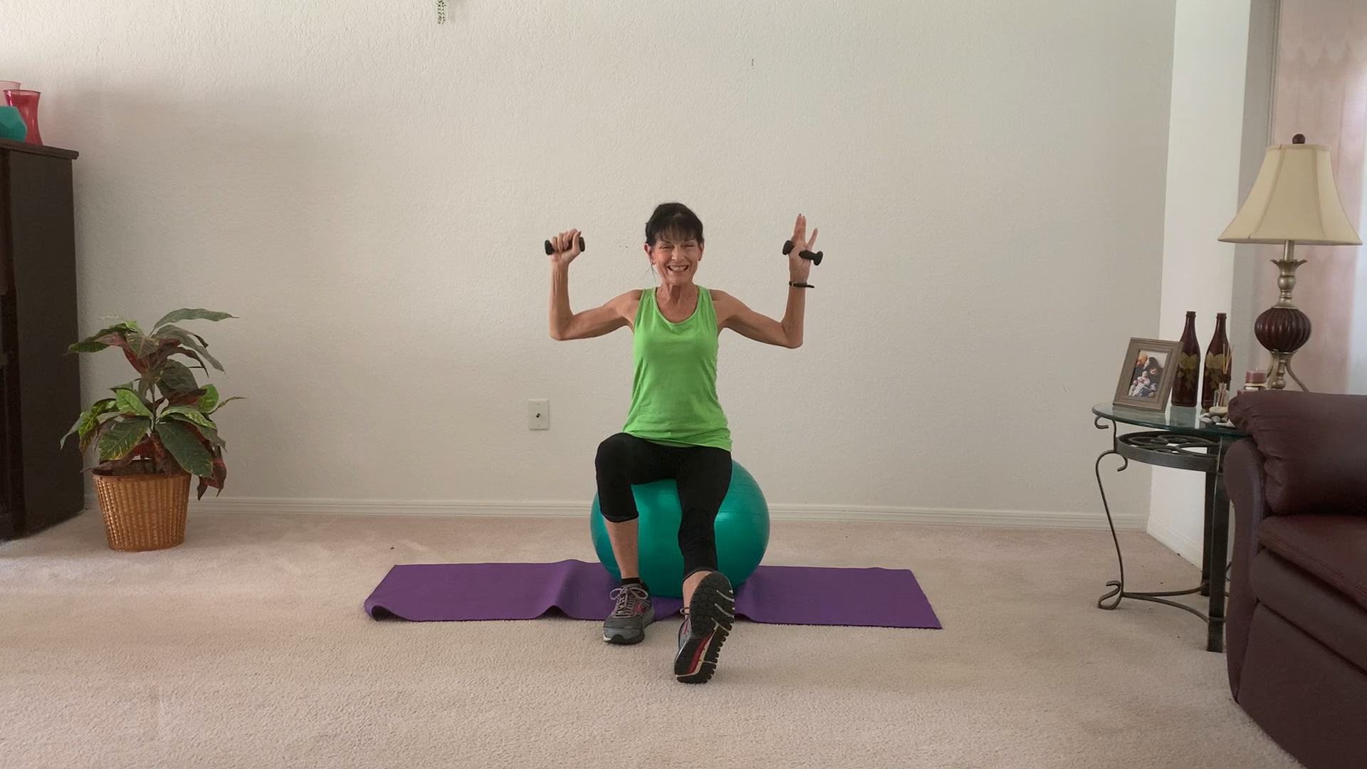 Senior Exercise Ball Workout With Weights