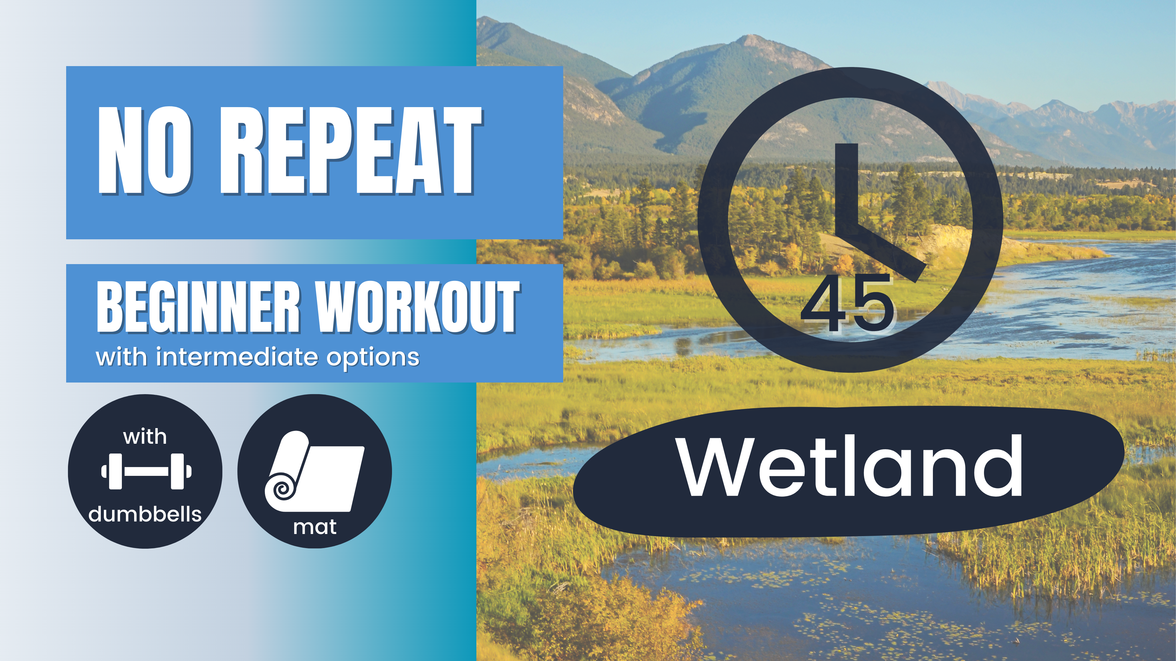 No Repeat Dumbbell Workout // Total Body, Beginner 45; Wetland
