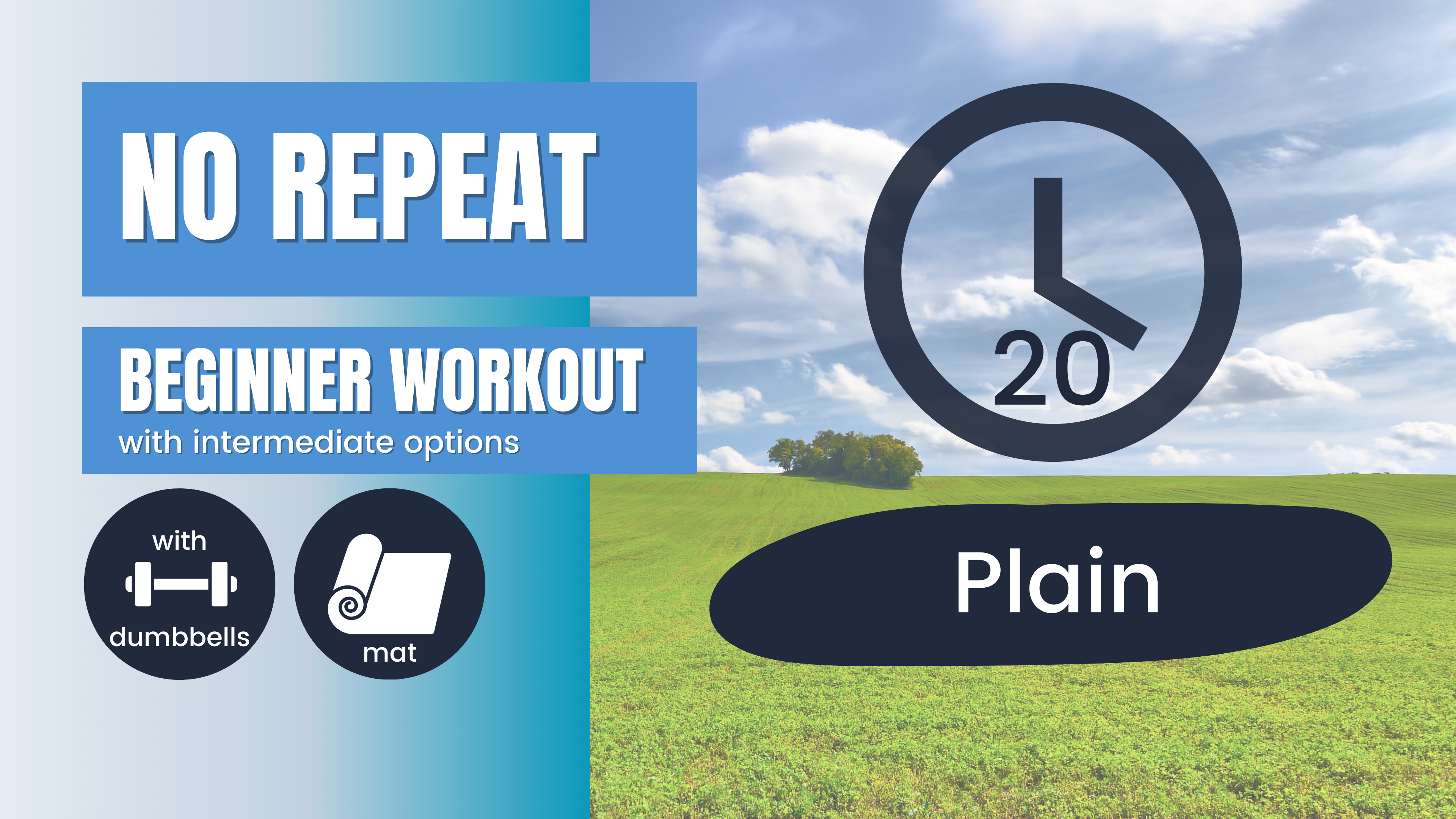 No Repeat Dumbbell Workout // Total Body, Beginner 20; Plain