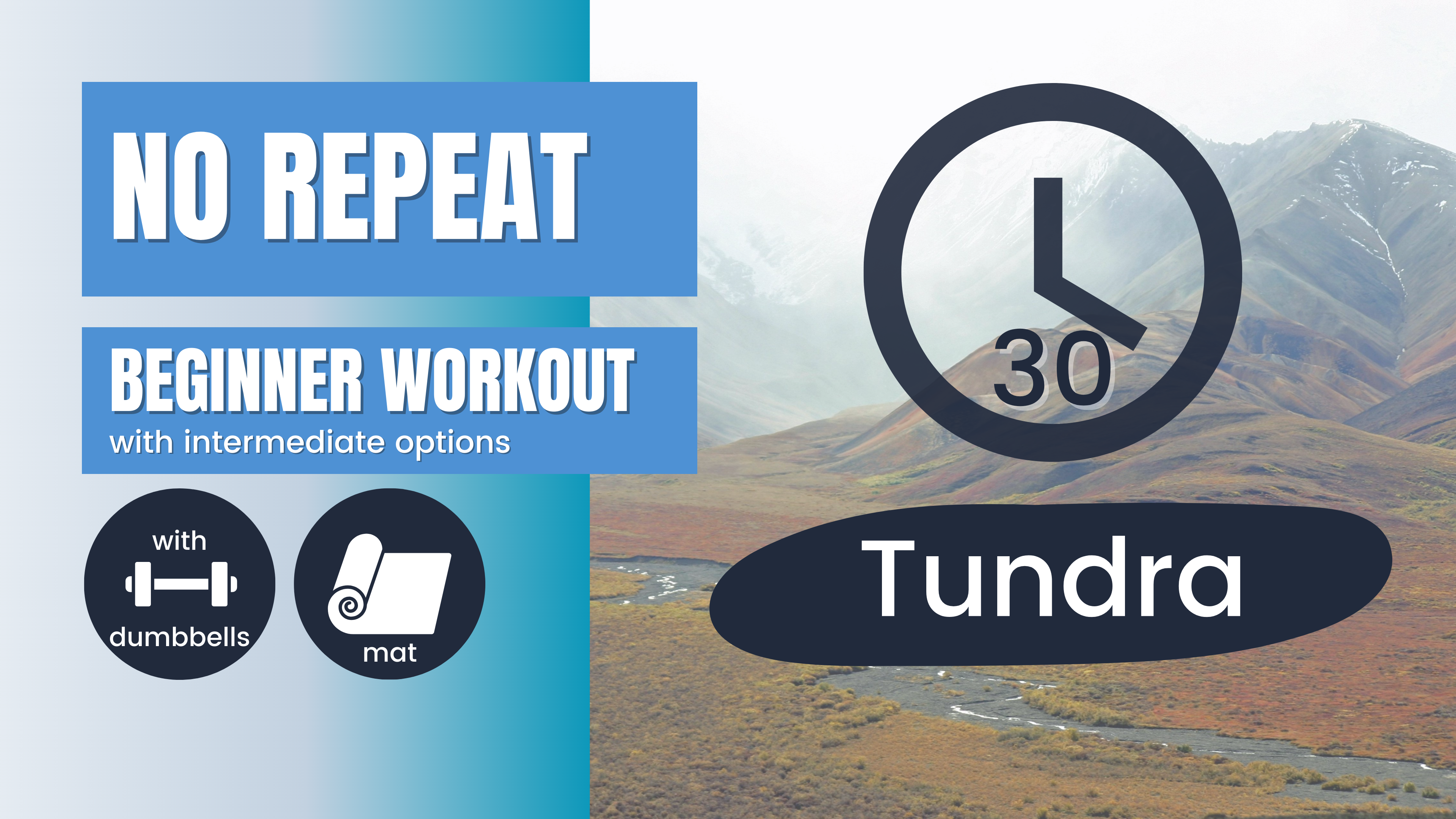 No Repeat Dumbbell Workout // Total Body, Beginner 30; Tundra