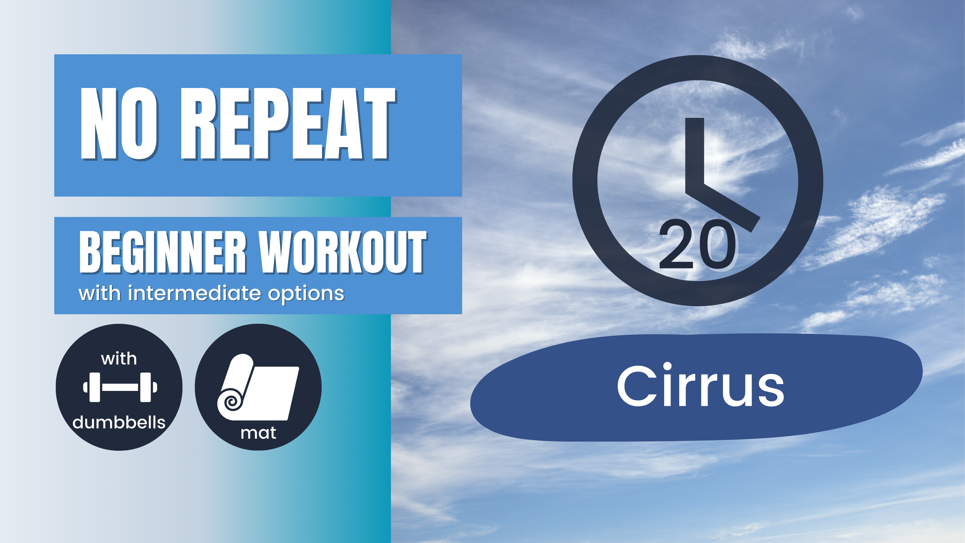 No Repeat Dumbbell Workout // Total Body, Beginner 20; Cirrus