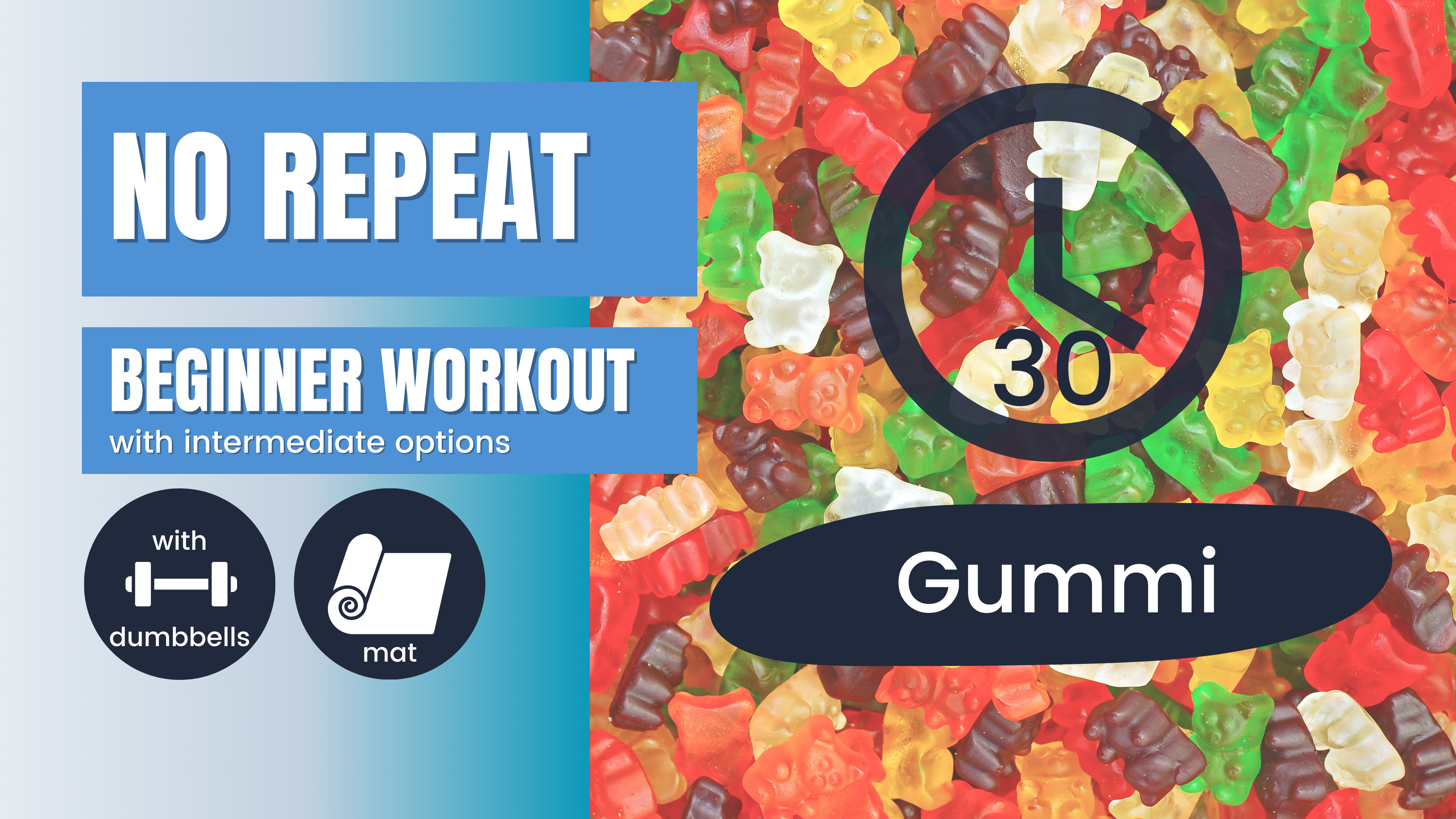 No Repeat Dumbbell Workout // Total Body, Beginner 30; Gummis