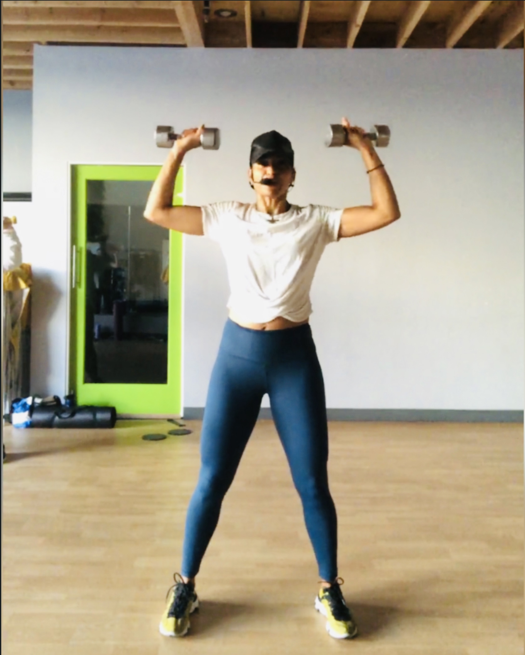 Kickfit Cardio/HIIT Circuit: Light/Medium Dumbbells, Sliders, Booty Band & Mat