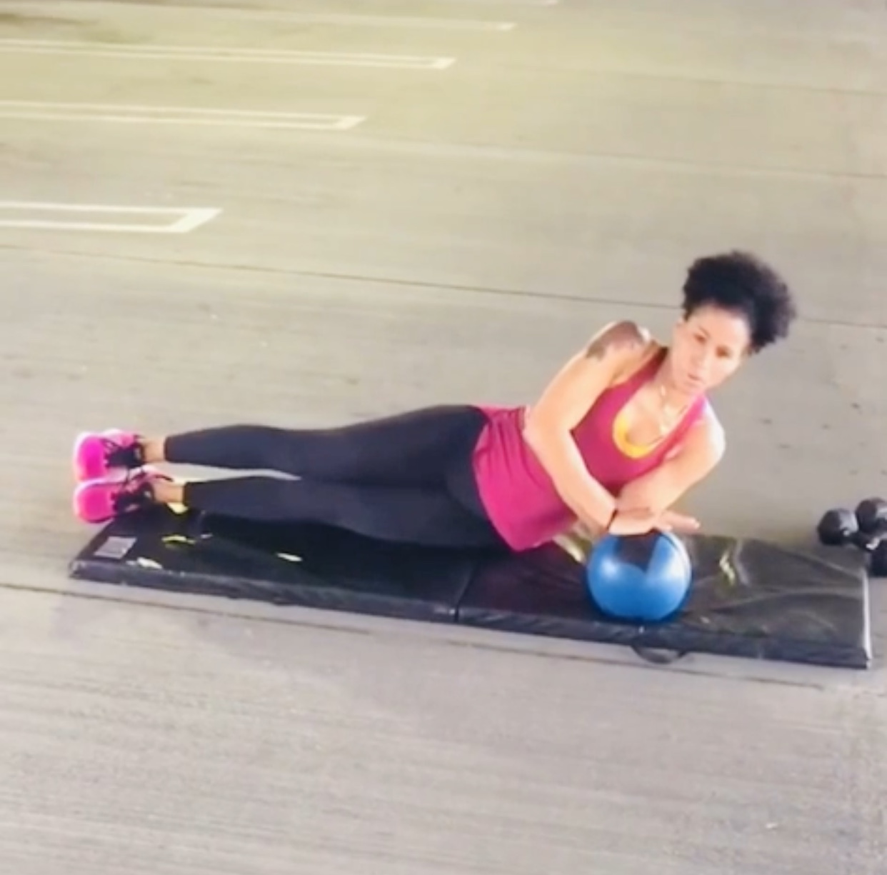 Full Body Circuit: Dumbbells, Med Ball & Mat