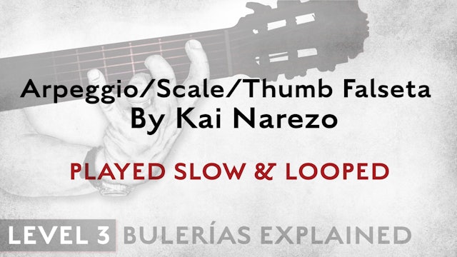Bulerias Explained - Level 3 - ArpegScaleThumb Falseta by Kai Narezo - SLOW/LOOP