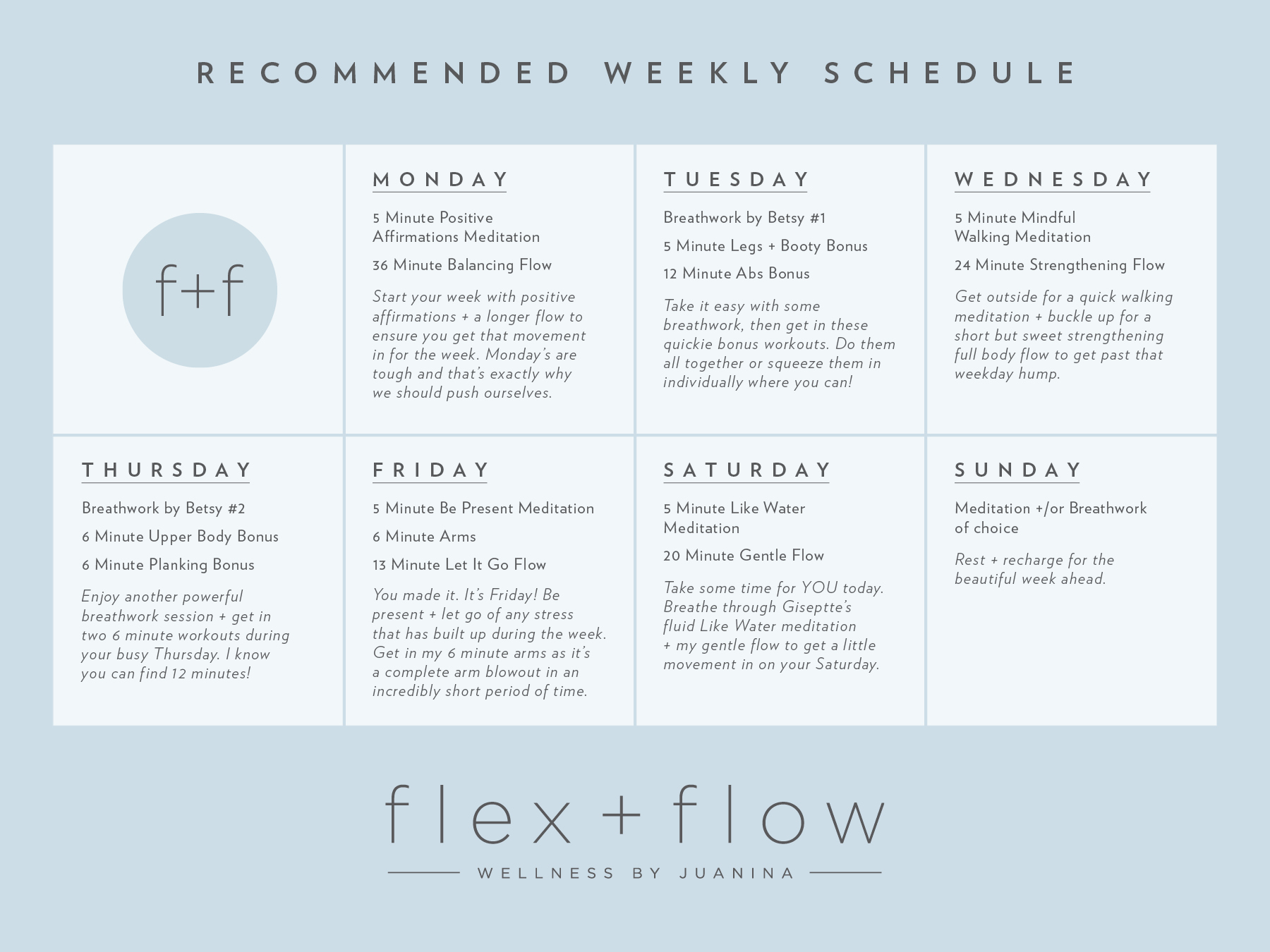 Recommended Weekly Schedule