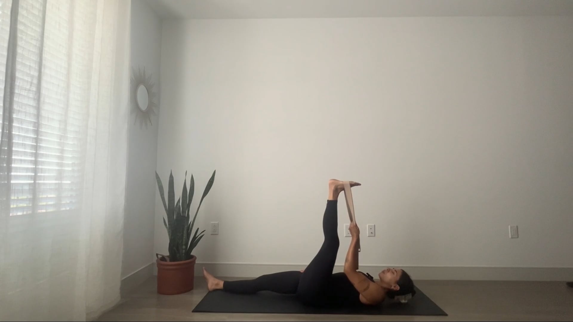 Deep stretchin' with a strap