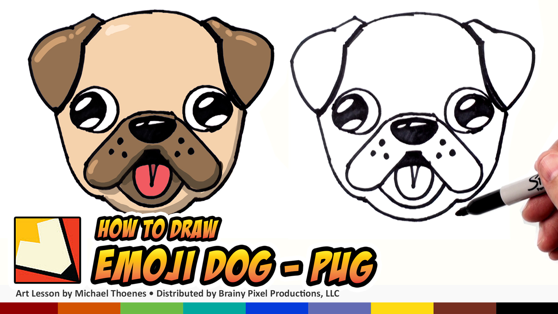 How to Draw a Cute Dog Emoji Pug for Beginners