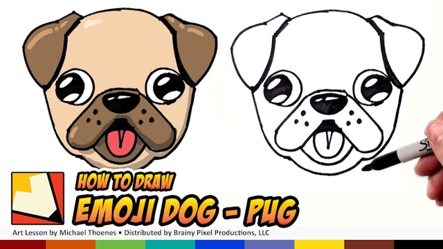 How to Draw a Cute Dog Emoji Pug for ...