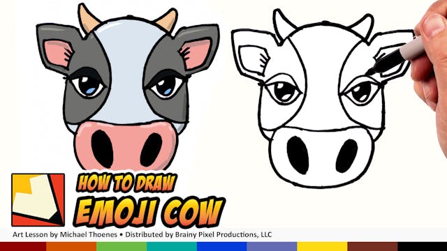 How to Draw a Cute Cow Emoji for Begi...